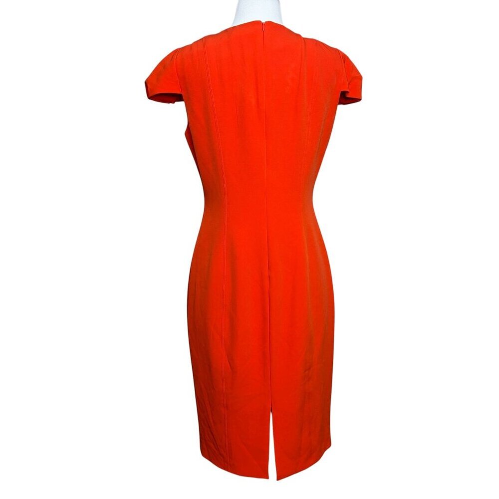 Antonio Melani Sheath Dress Solid Orange Cap Sleeve Size 6 - Picture 2 of 9